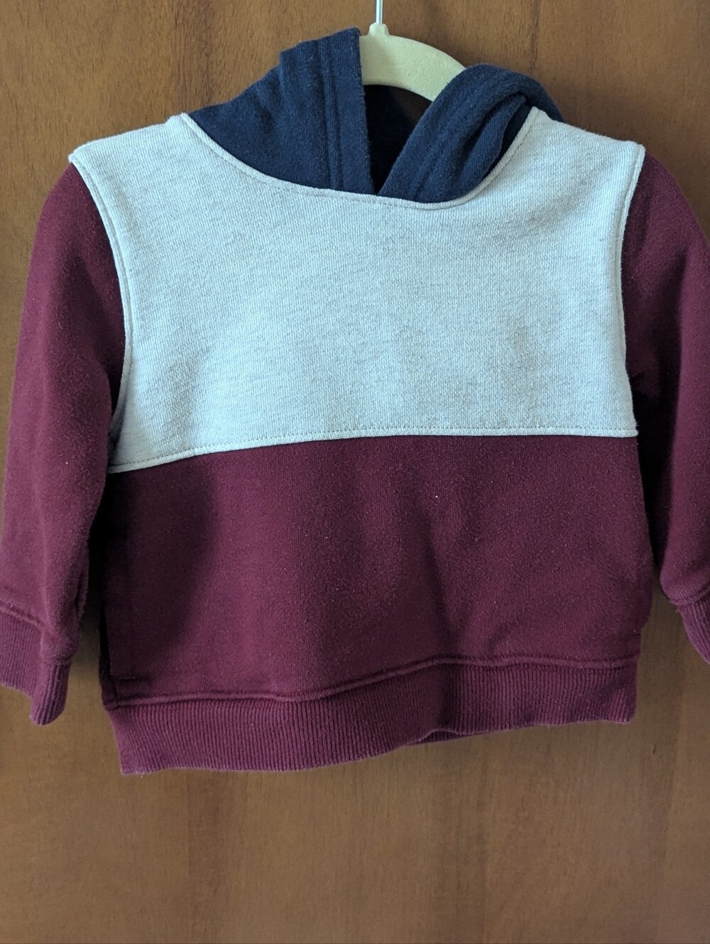 Janie and Jack Maroon, Cream & Navy Colorblock Hoodie